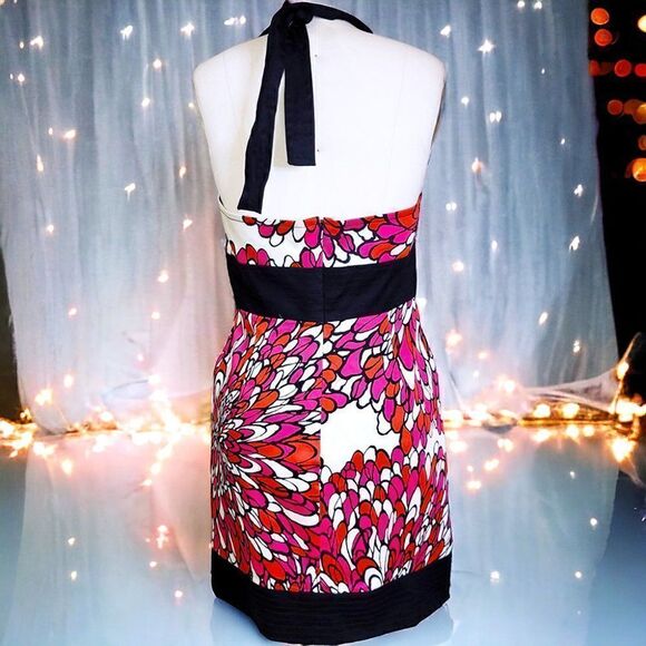 Jones of NY bright red white feather halter dress - Picture 3 of 6